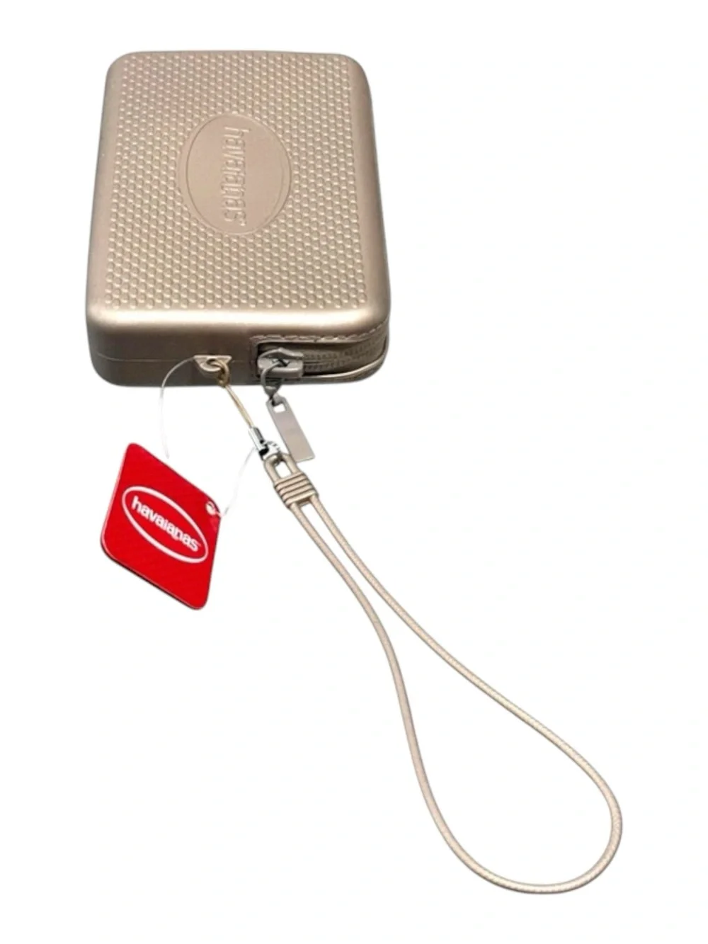 new Havaianas 𖣴 Water Resistant Wristlet Mini Bag 𖣴 Rose Gold 𖣴 Clutch Makeup 𖣴